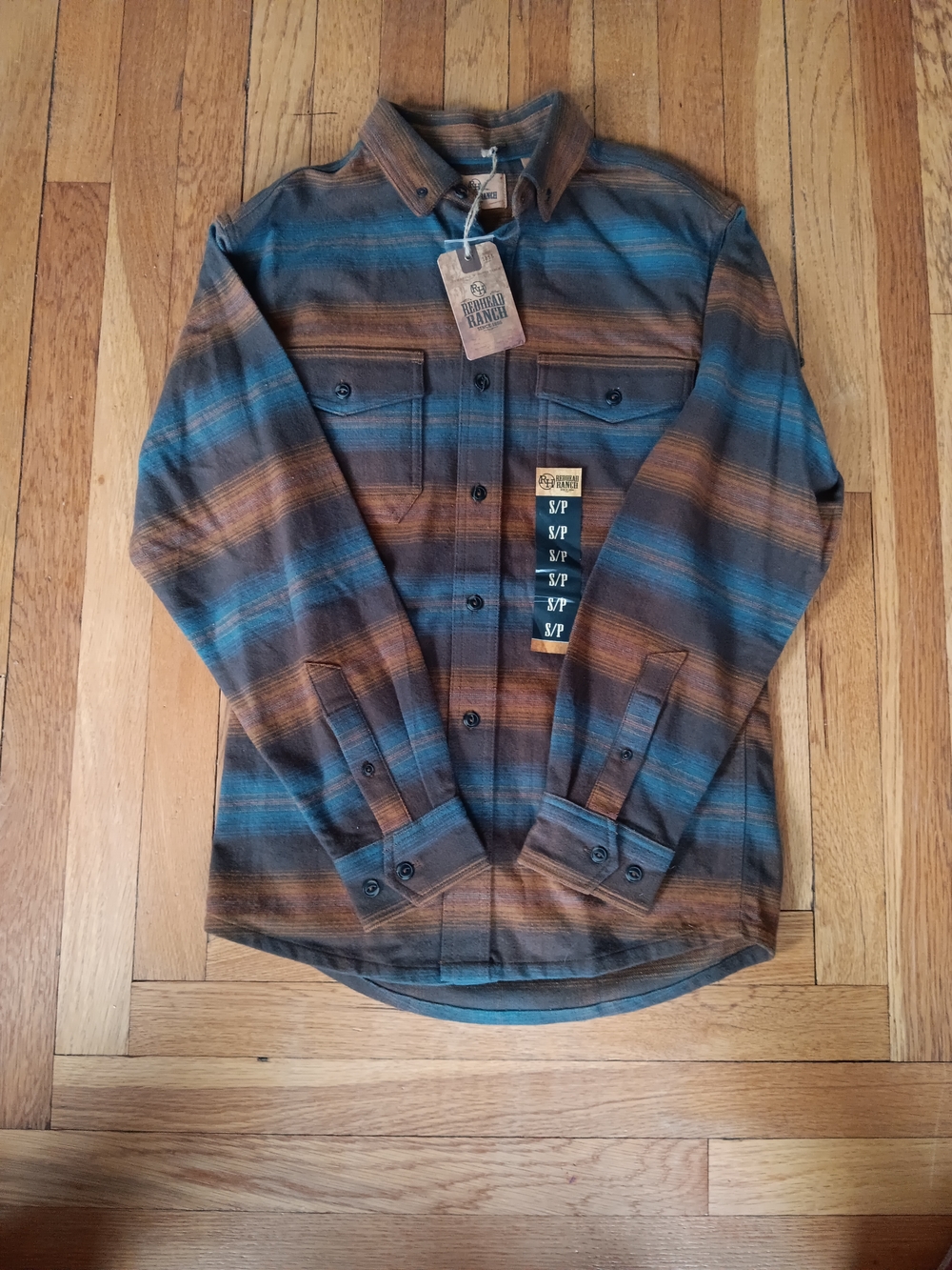 Redhead Ranch Striped Flannel Shirt in Teal & Brown